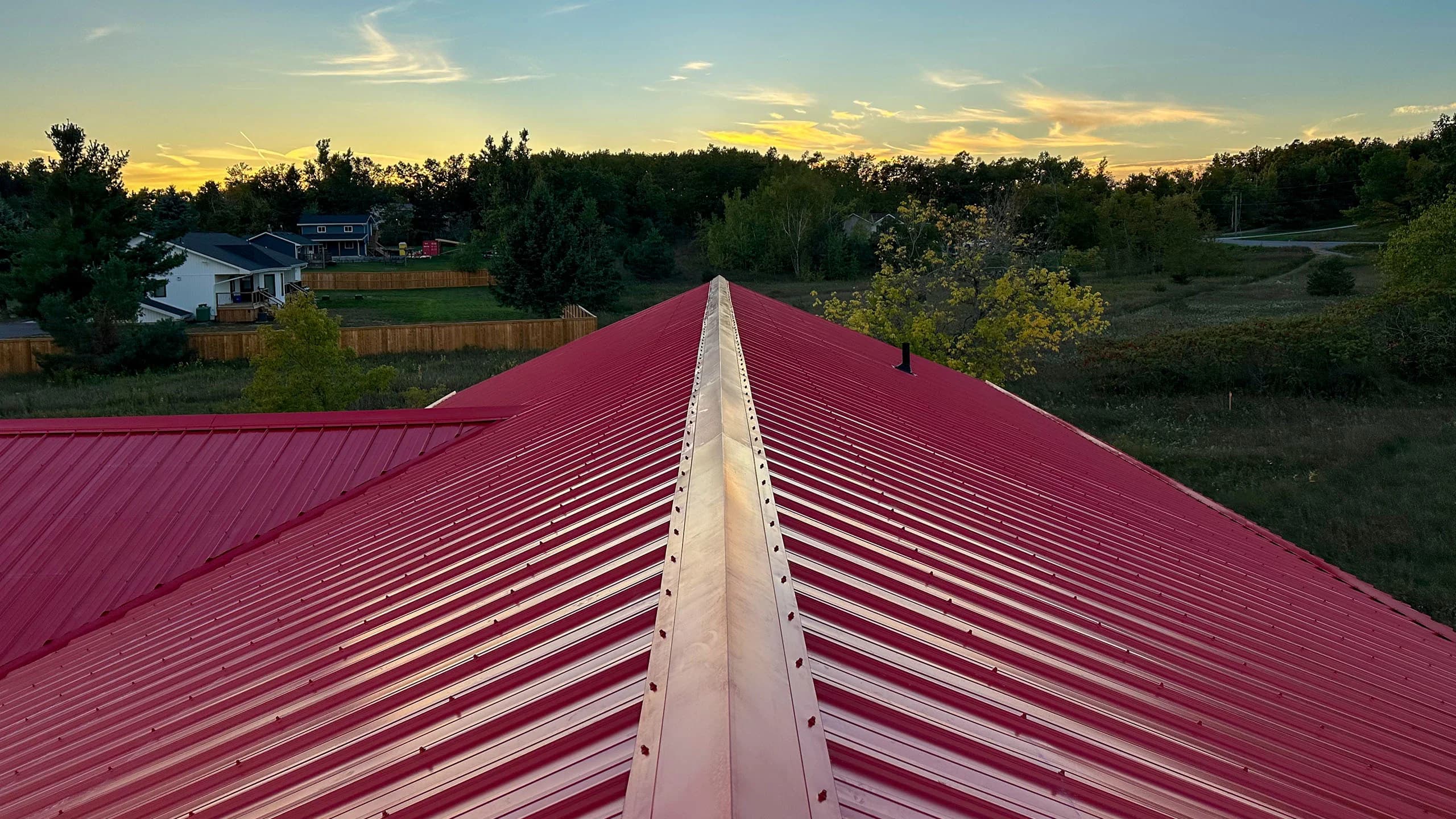 Metal roofing installation background